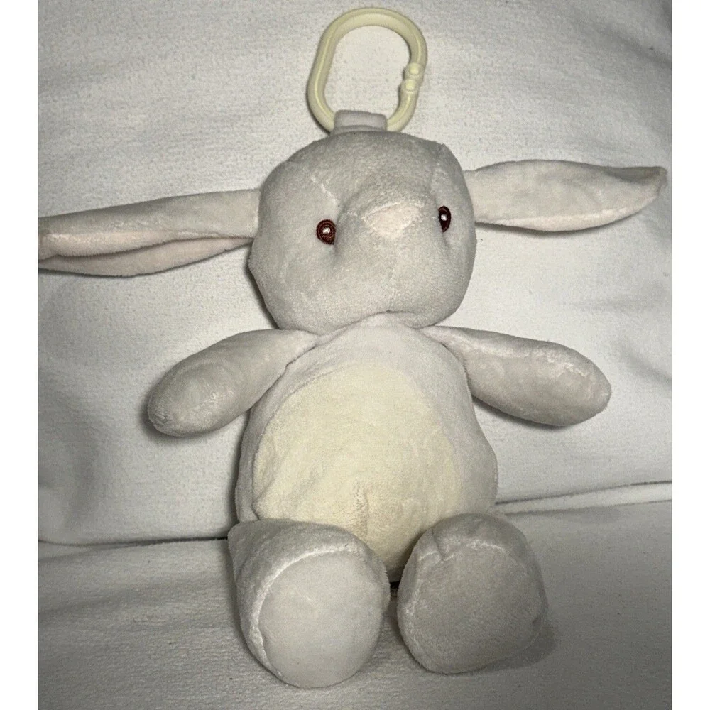 Kellytoy Gray & White Bear Plush Baby Toy with Clip, 0-6 Months